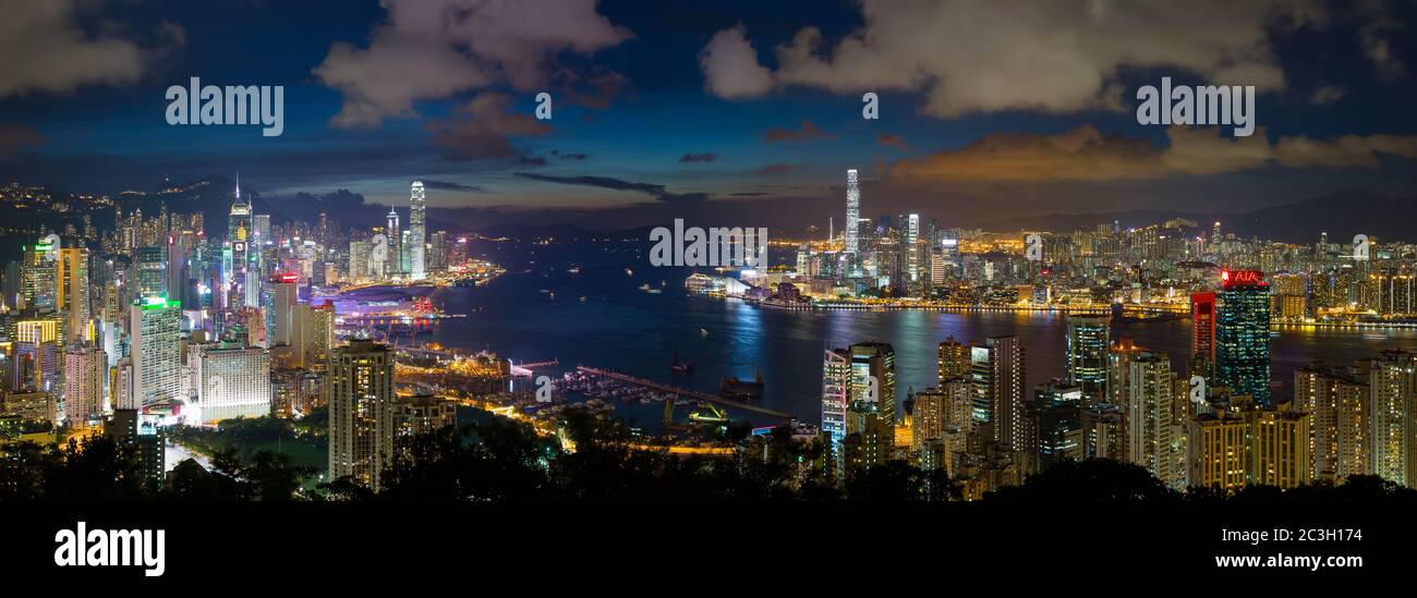 Aerial panoramic view of Hong Kong skyline Stock Photo - Alamy