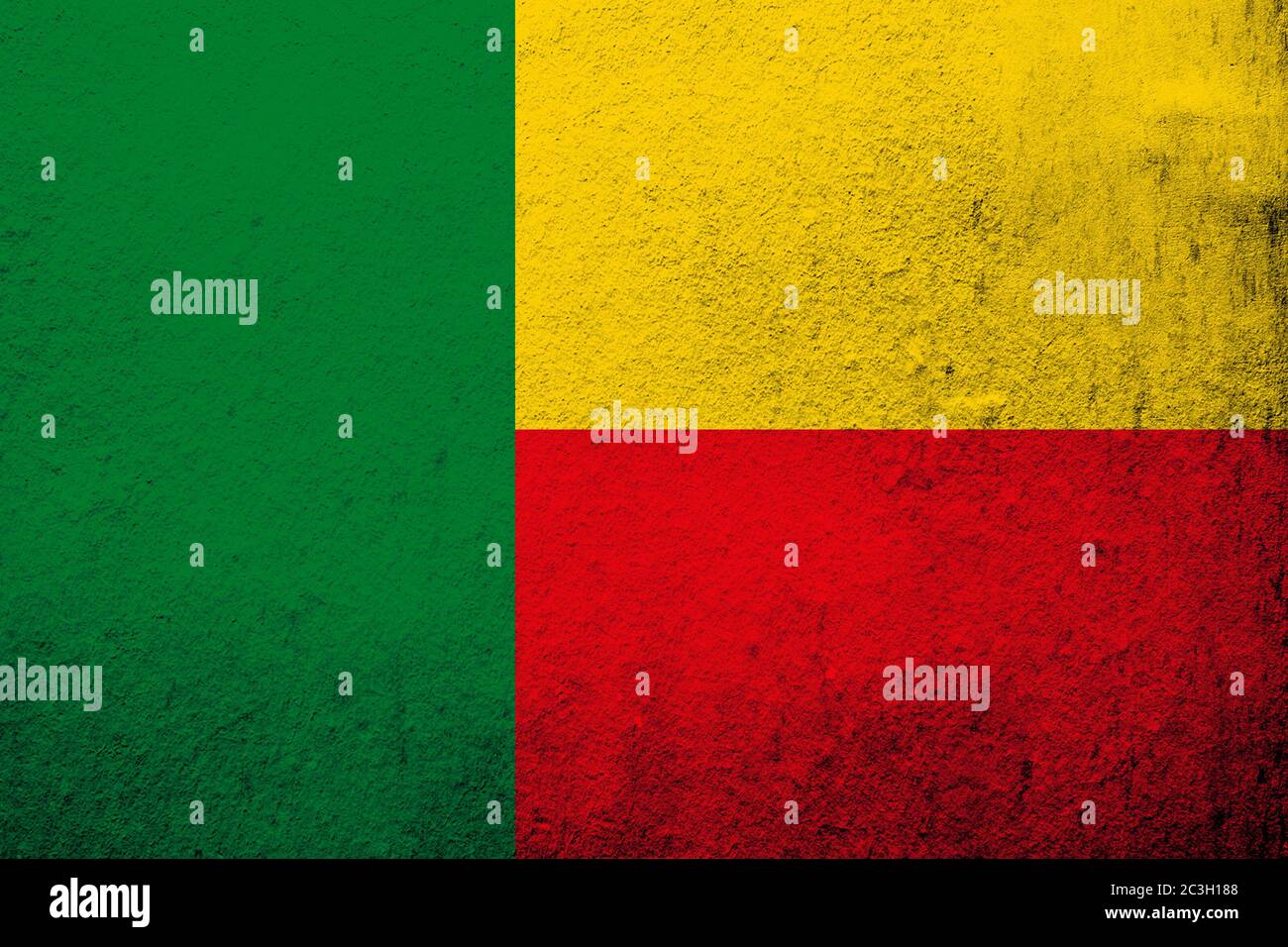 Republic of Benin National flag. Grunge background Stock Photo