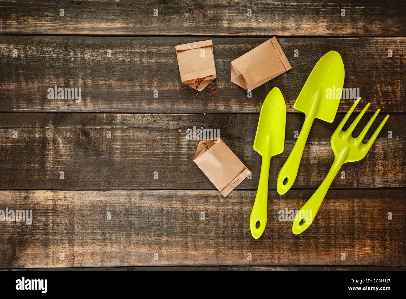 Scrapbooking Supplies And Tools Scattered On Table Stock Photo