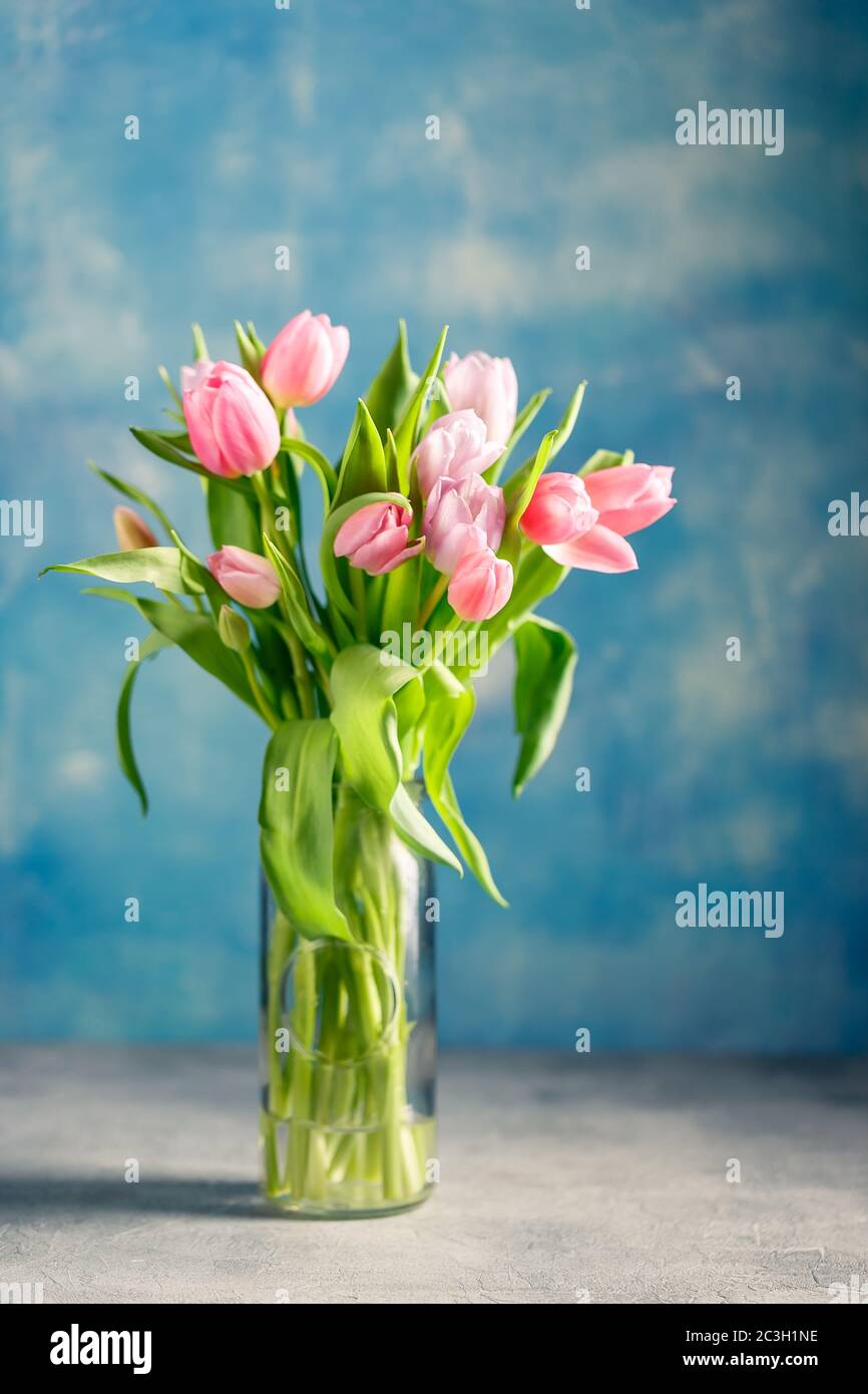 Bouquet of pink tulips Stock Photo