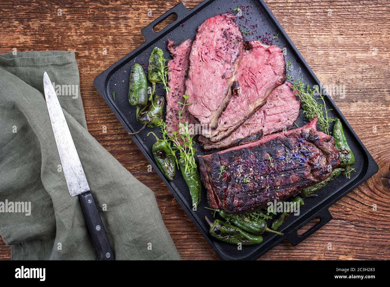 Traditional Commonwealth Sunday roast with sliced cold cuts roast beef