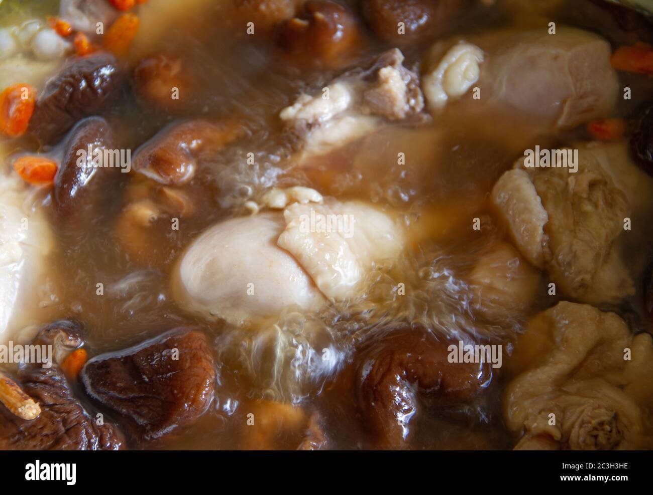 Chinese medicine stewed chicken soup is boiling Stock Photo Alamy
