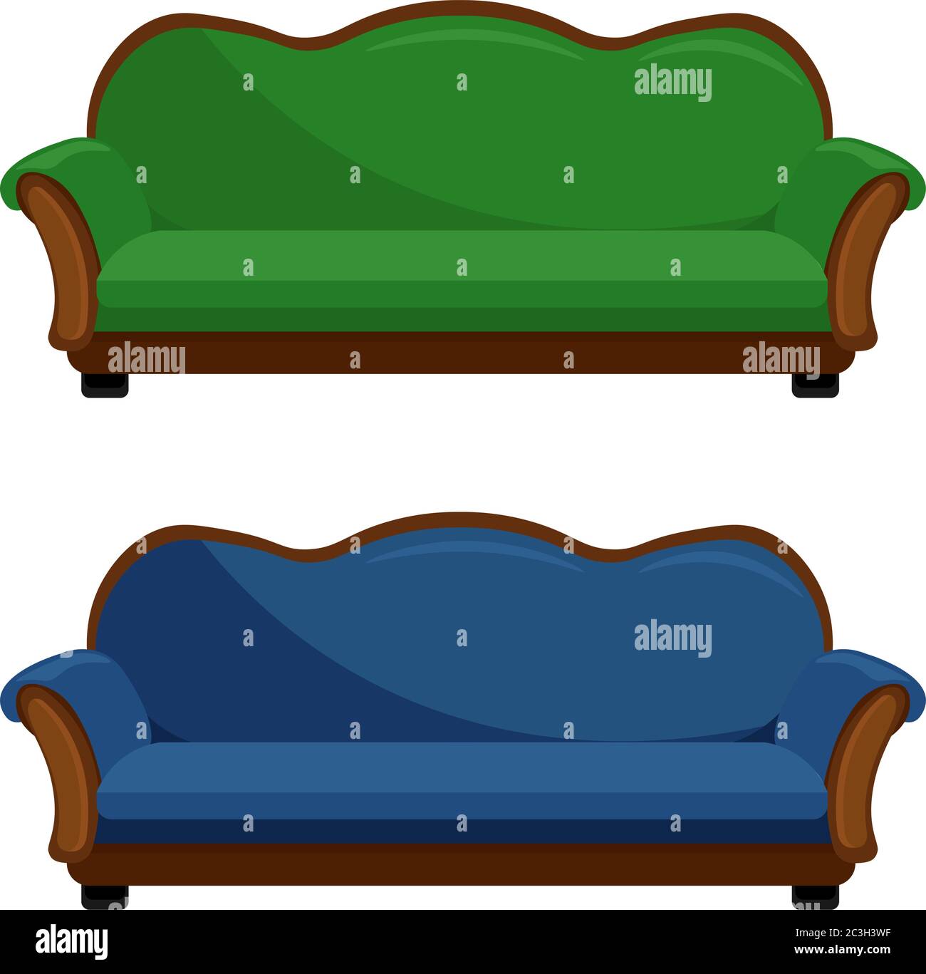 Set of two elegant sofas. Vector illustration on the theme of furniture. Stock Vector