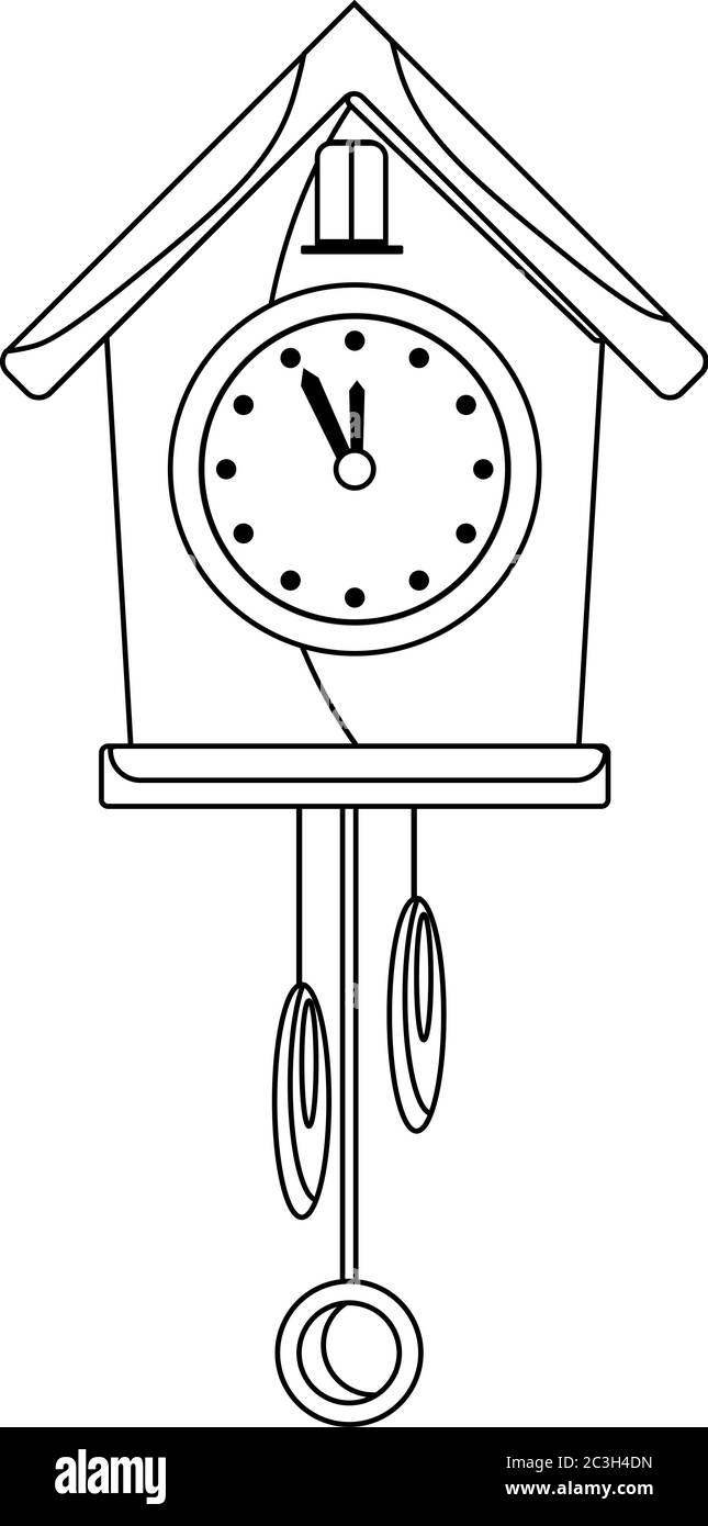Vector clock with cuckoo coloring on a white isolated background Stock ...