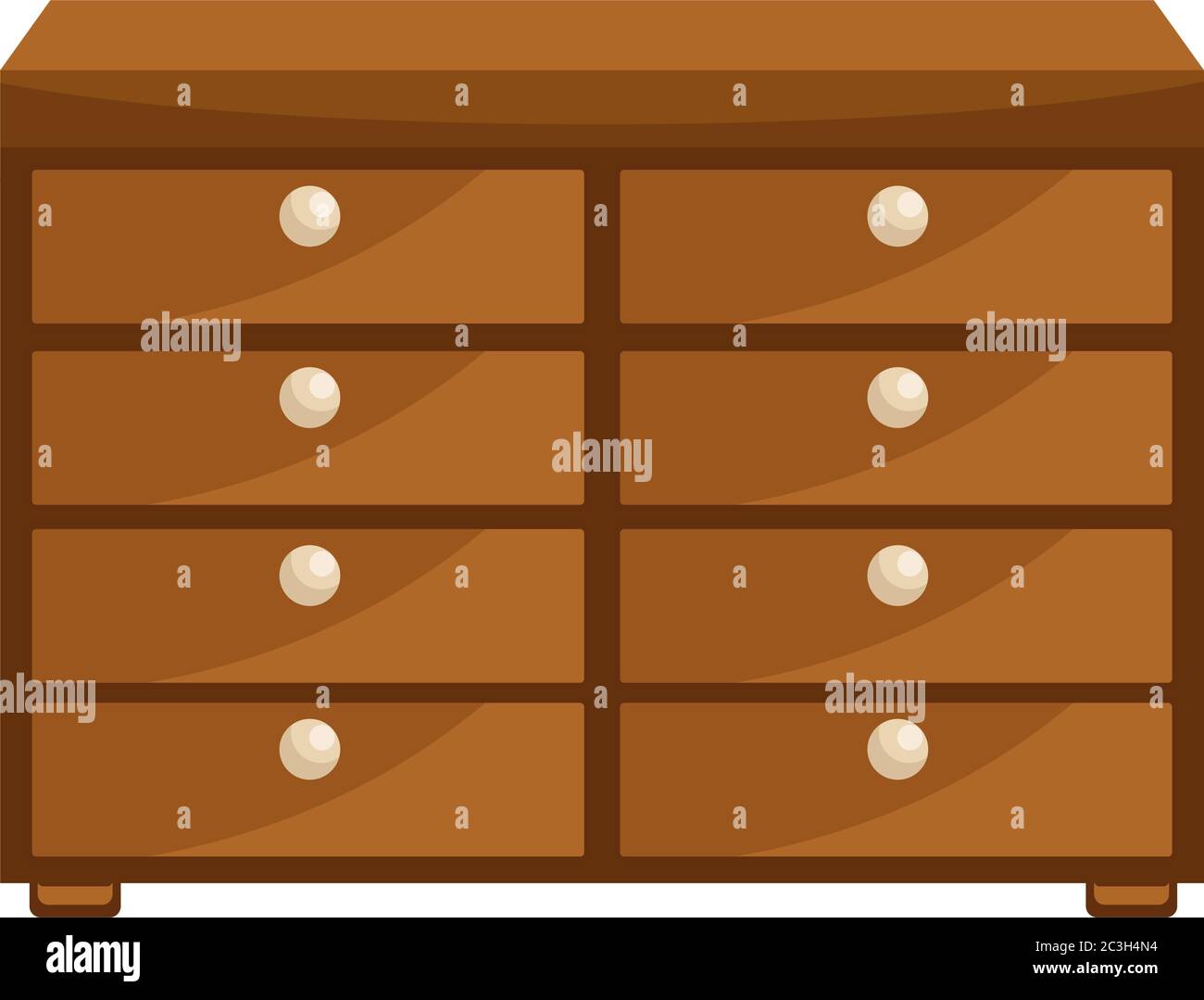 Wooden bedside table with departments and sections for things. Vector ...