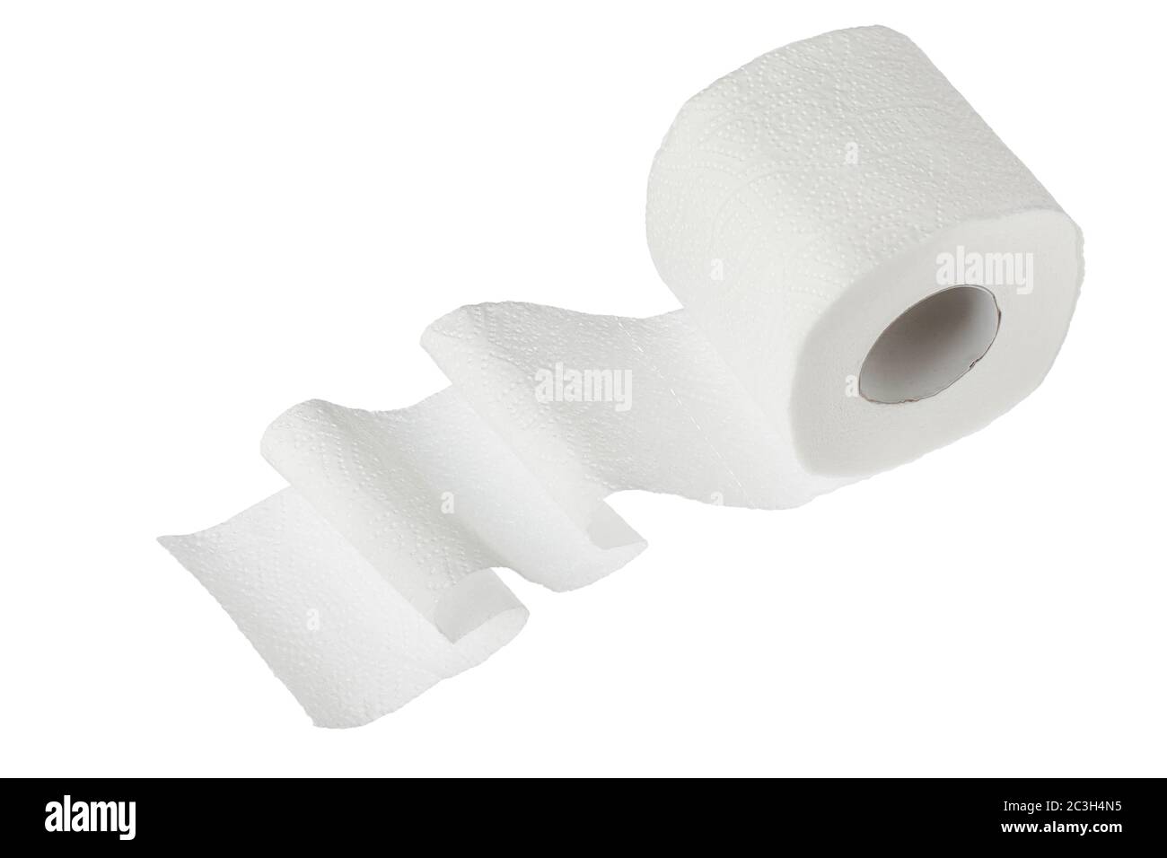 Roll of toilet paper or tissue isolated on white background with