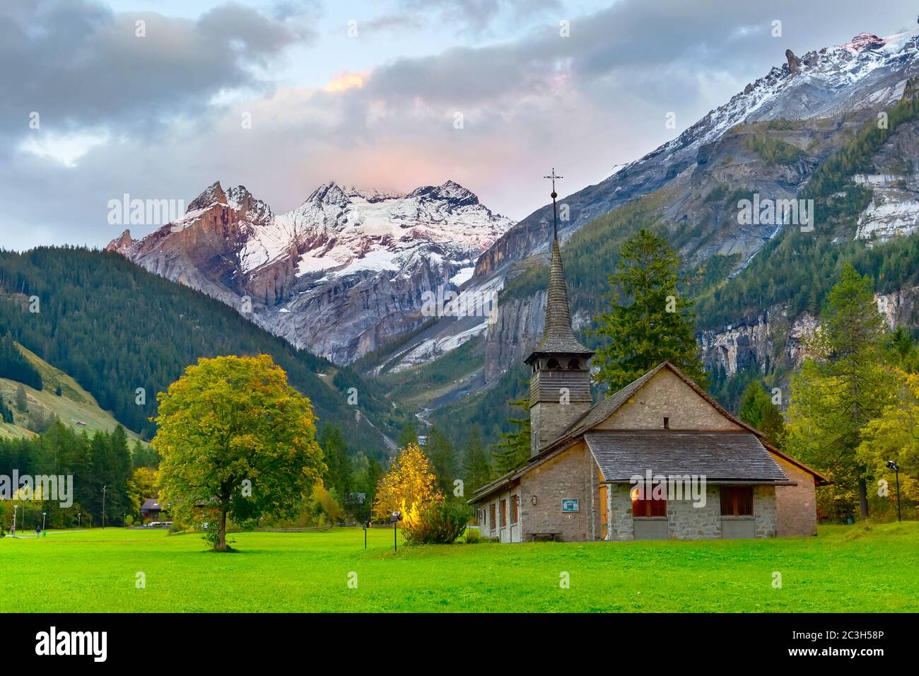 Kandersteg Church Sunset Mountains SwitzerlandKandersteg Church kandersteg-church-sunset-mountains-switzerlandkandersteg-church