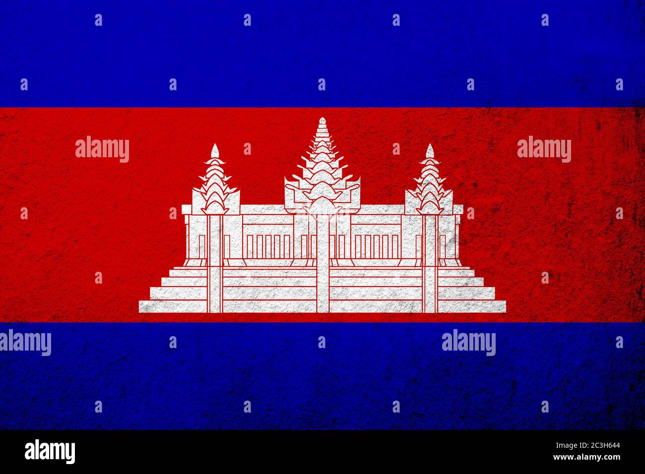 The Kingdom of Cambodia (Kampuchea) National flag. Grunge background ...