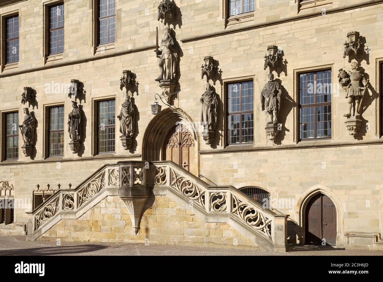 Staircase at the town hall, signing place of the Westphalian Peace, Osnabrueck, Germany, Europe Stock Photo