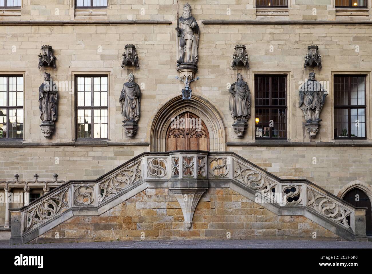 Staircase at the town hall, signing place of the Westphalian Peace, Osnabrueck, Germany, Europe Stock Photo