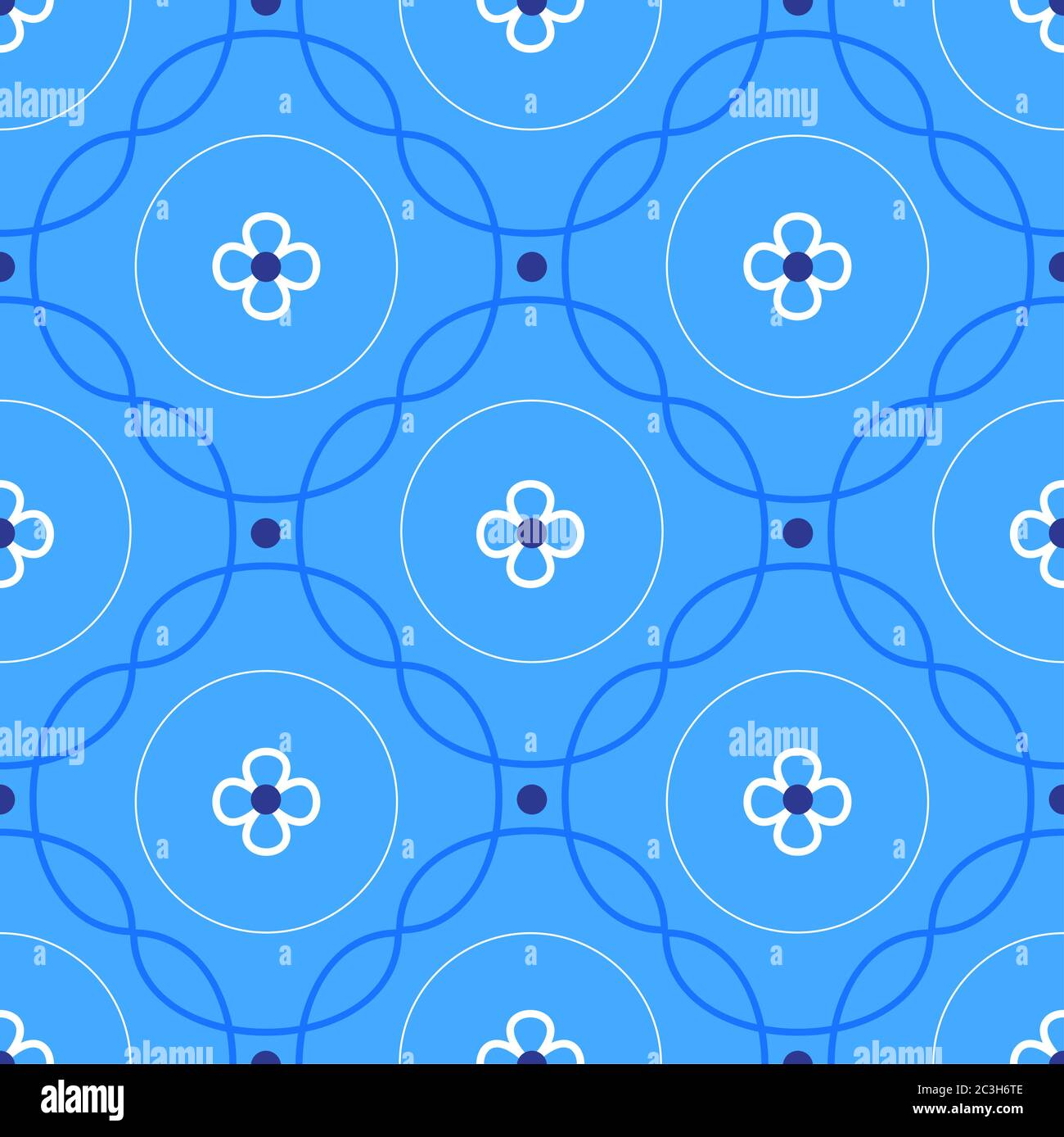 Portuguese azulejo tiles. Encaustic seamless patterns, prints. Stock Vector