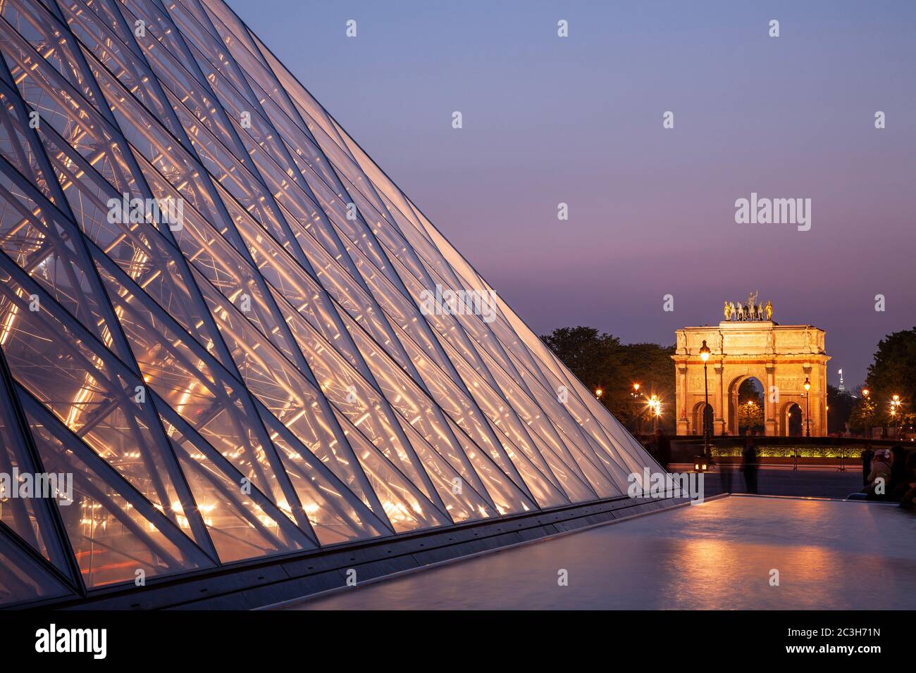 Courtyard of the Louvre, Paris, France, at dusk Stock Photo