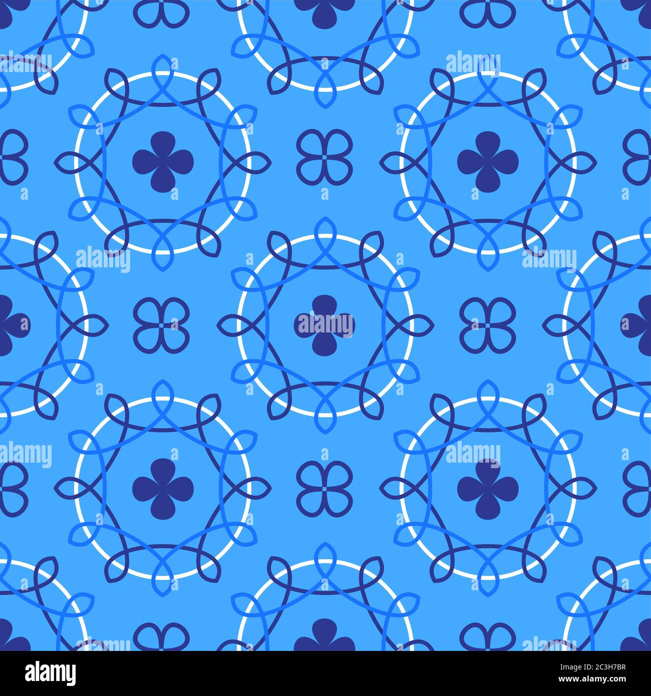 Portuguese azulejo tiles. Encaustic seamless patterns, prints. Stock Vector