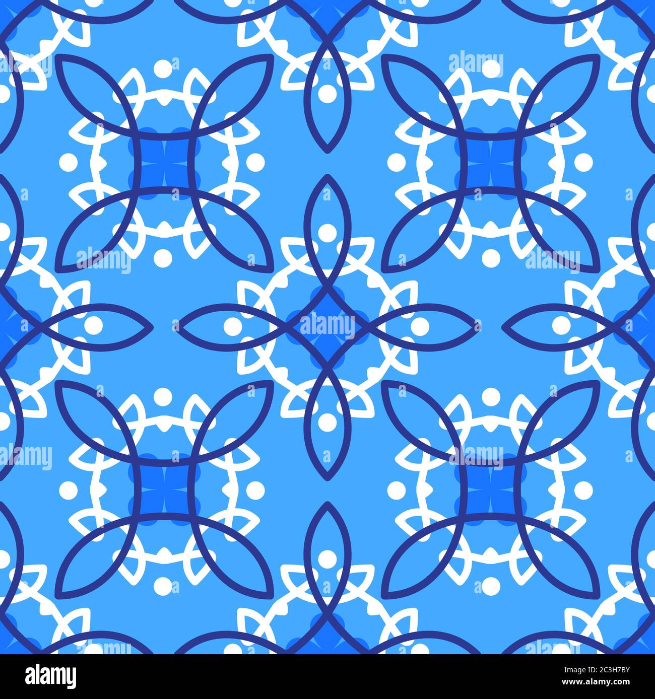 Portuguese azulejo tiles. Encaustic seamless patterns, prints. Stock Vector