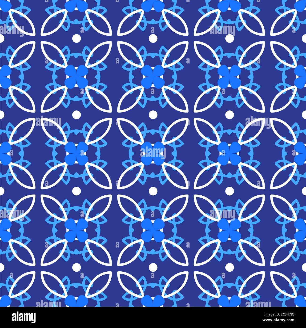 Portuguese azulejo tiles. Encaustic seamless patterns, prints. Stock Vector