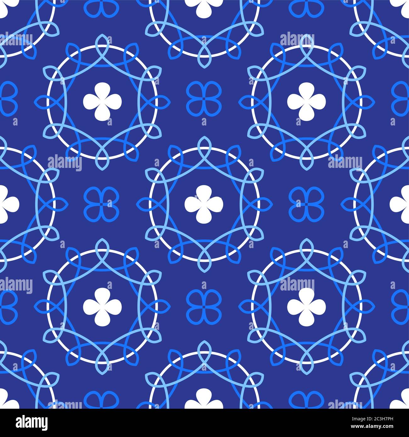 Portuguese azulejo tiles. Encaustic seamless patterns, prints. Stock Vector