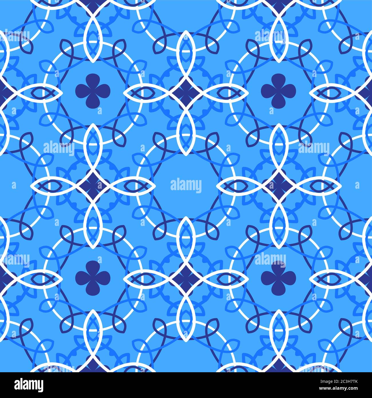 Portuguese azulejo tiles. Encaustic seamless patterns, prints. Stock Vector