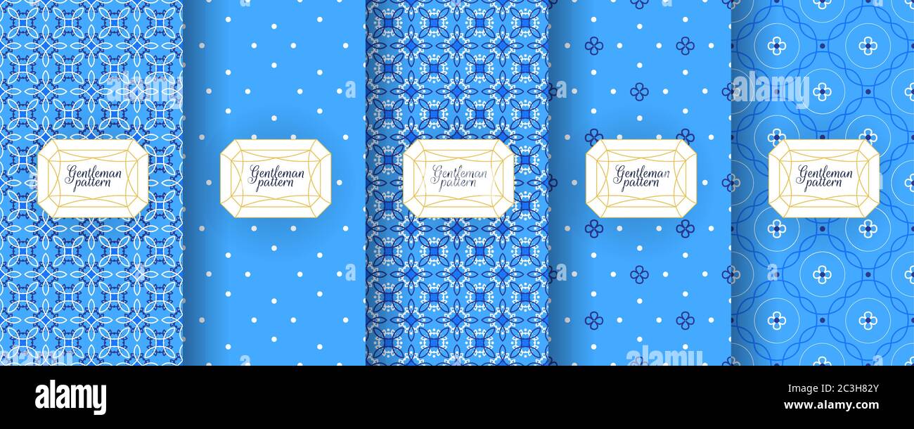 Portuguese azulejo tiles. Encaustic seamless patterns, prints. Stock Vector