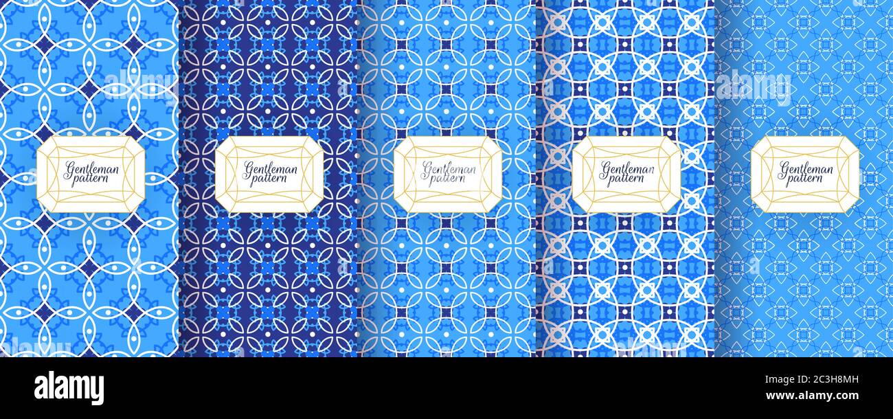 Portuguese azulejo tiles. Encaustic seamless patterns, prints. Stock Vector