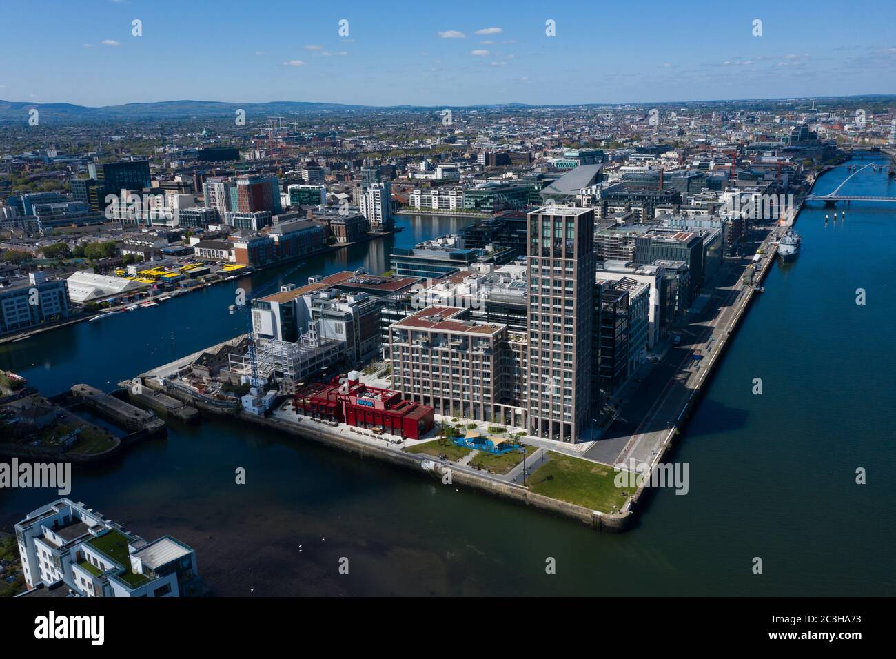 Aerial view of Dublin Harbour, Dublin Poolbeg and Grand Canal docks
