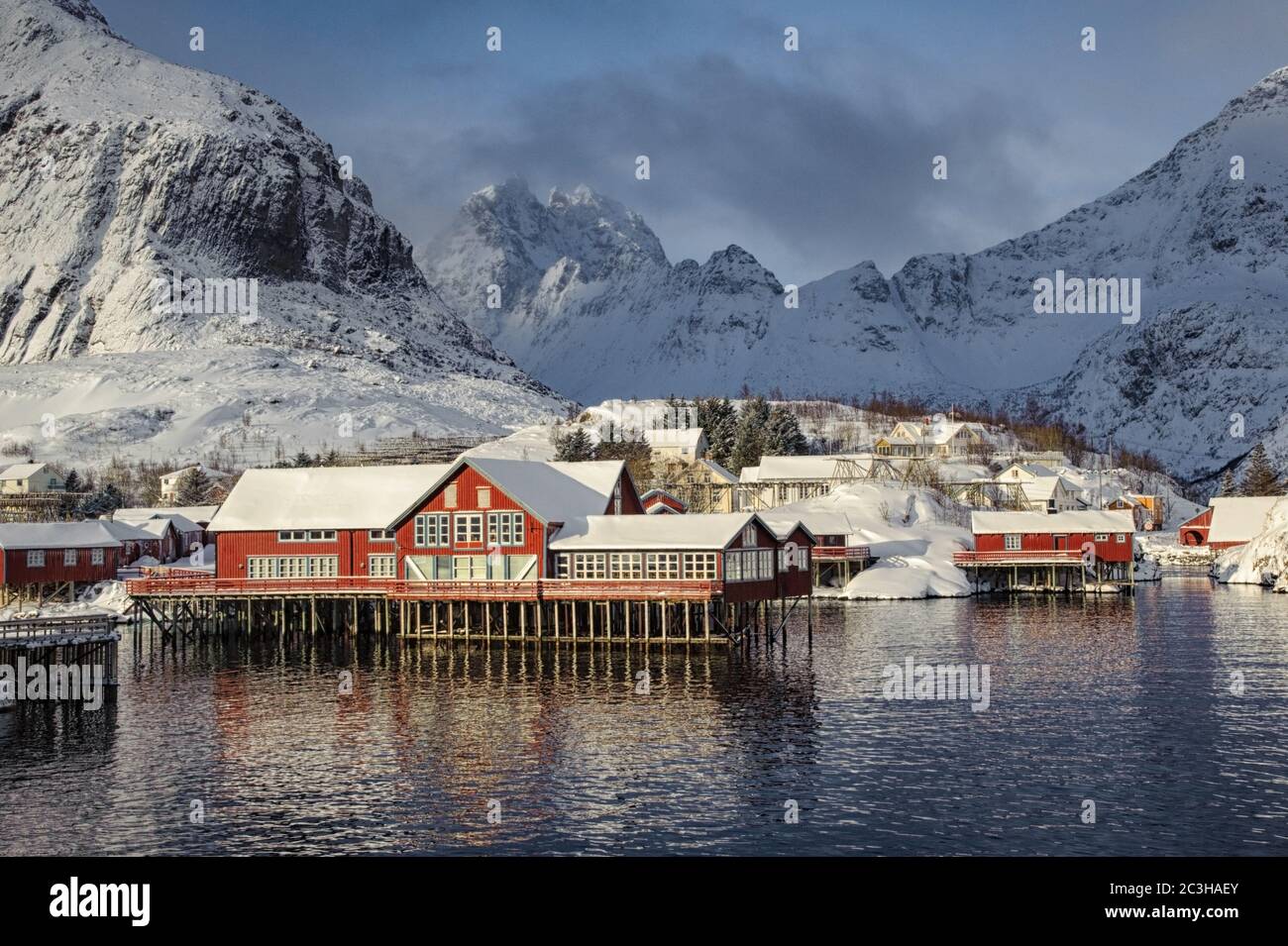 Former fishing village A on Lofoten islands Stock Photo