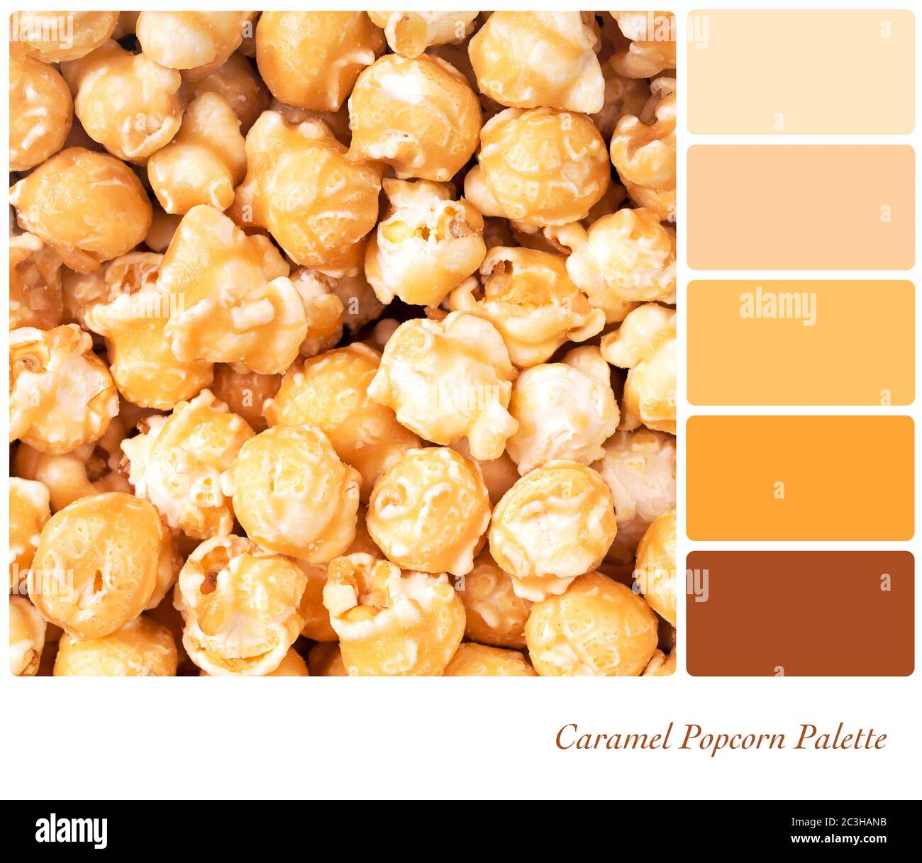 A background of caramel popcorn in a colour palette with complimentary