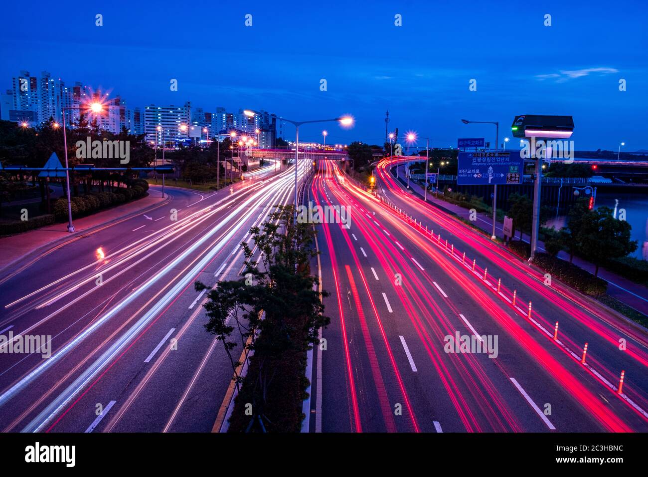 Light Trails of Busan City Stock Photo