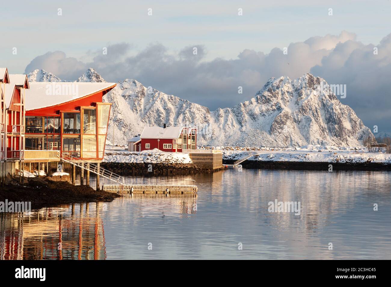 Svolvaer in winter, Lofoten, Norway Stock Photo