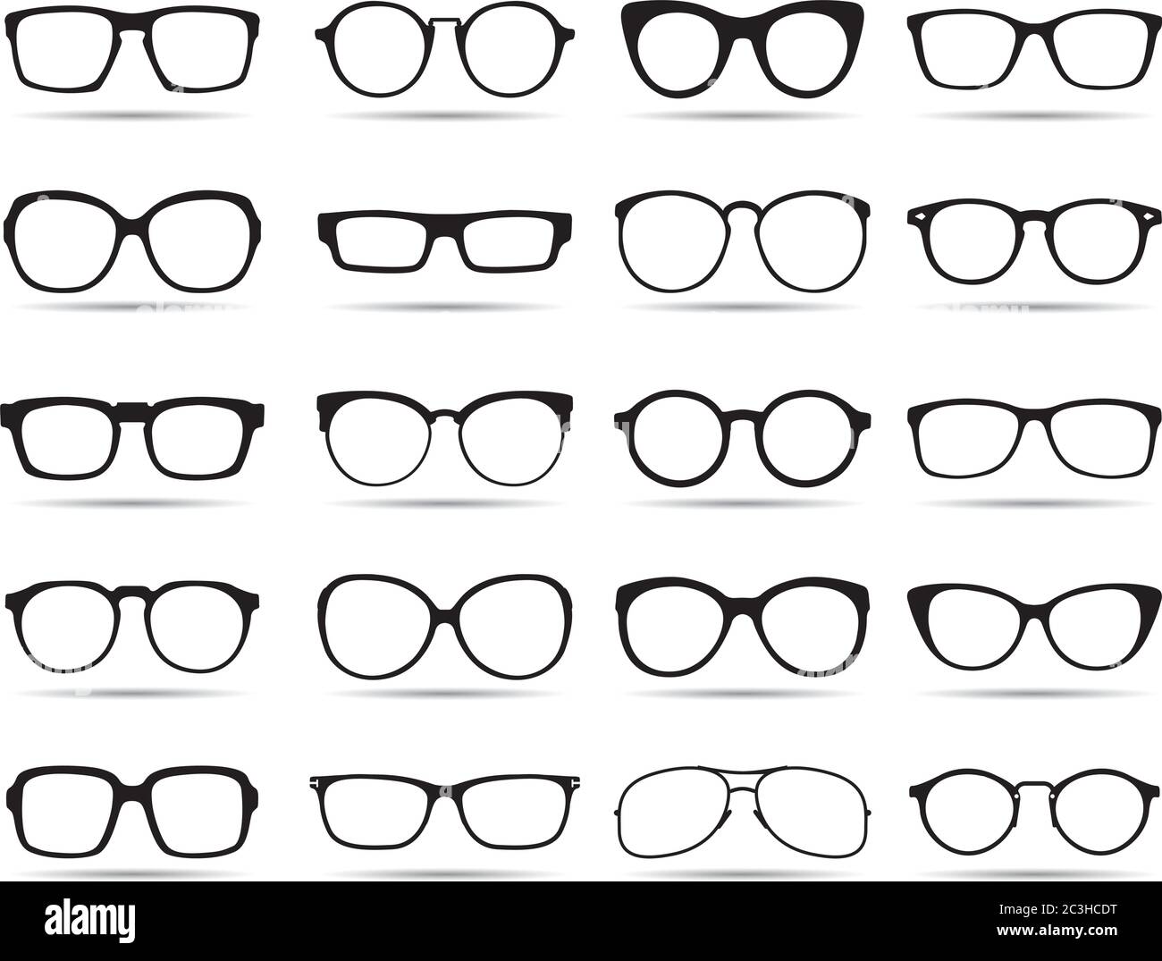 Set Glasses. Vector Illustration and icon. Stock Vector