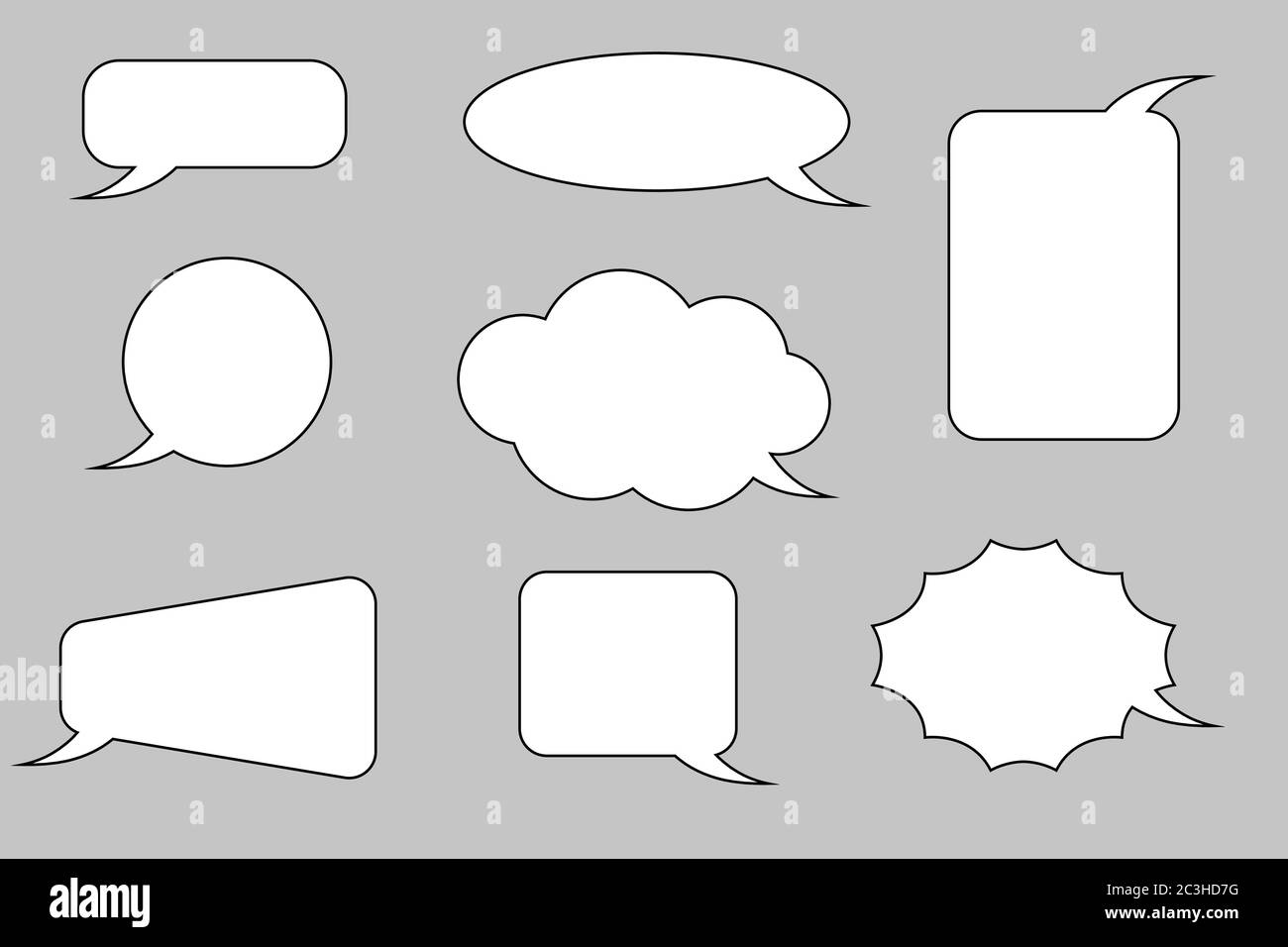 Speech bubbles set. White icon on gray background Stock Vector Image ...