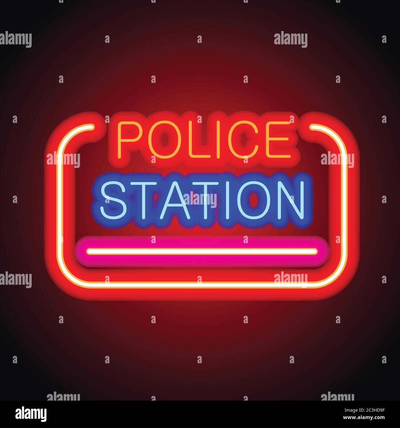 police station neon sign effect for police station office. vector