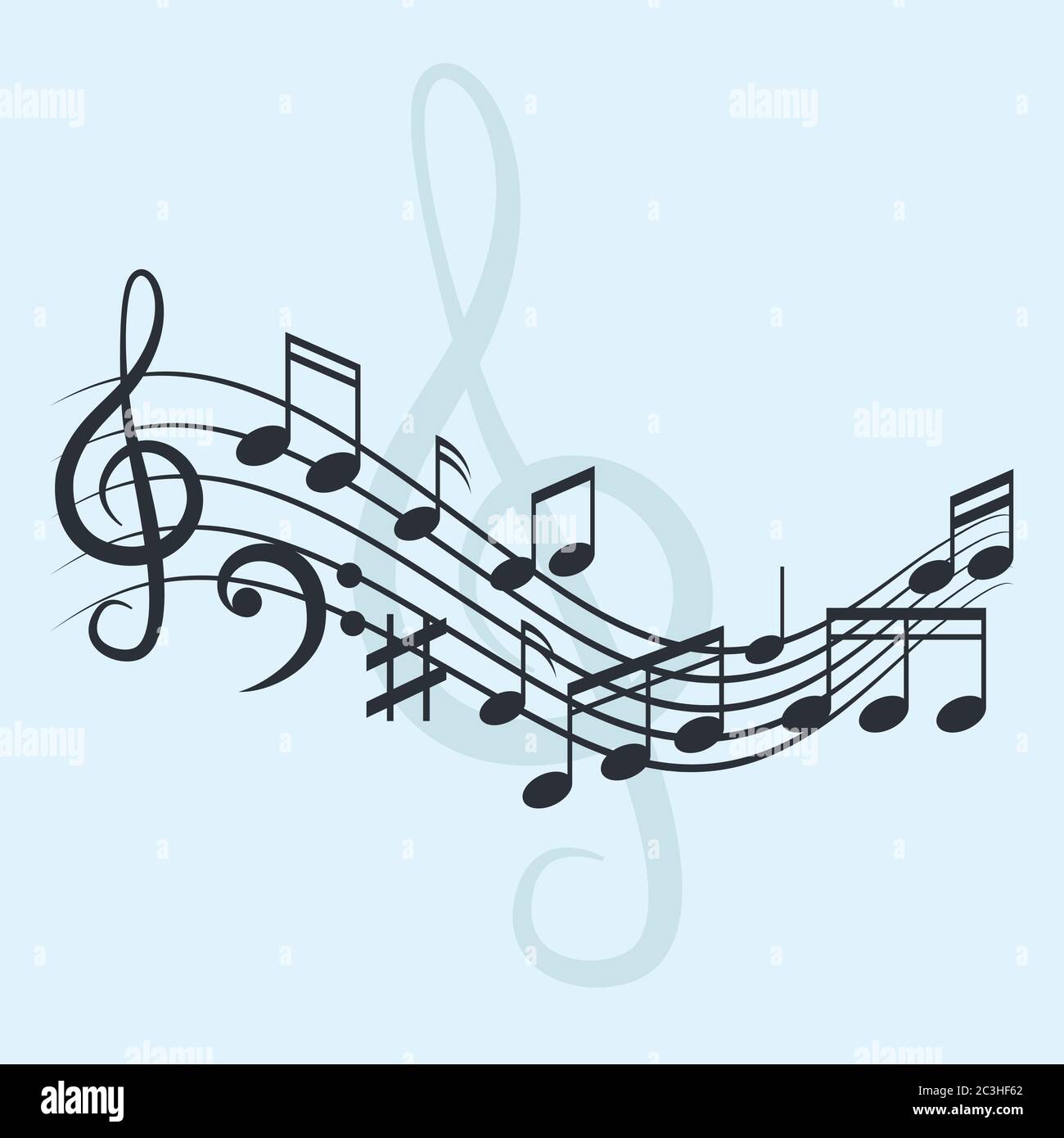 music notes for music background, vector illustration Stock Vector