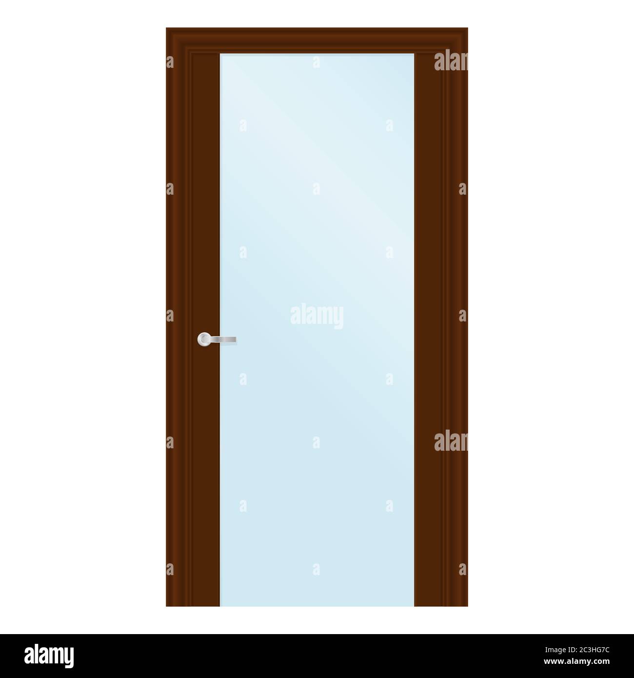 Brown interior door with glass element Stock Vector