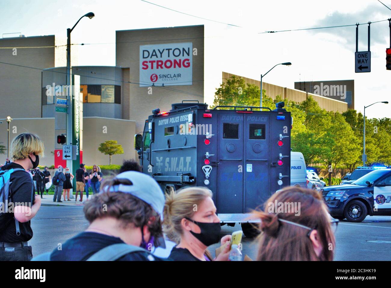 Dayton, Ohio United States 05/30/2020 police and SWAT officers controlling the crowd at a black lives matter protest Stock Photo