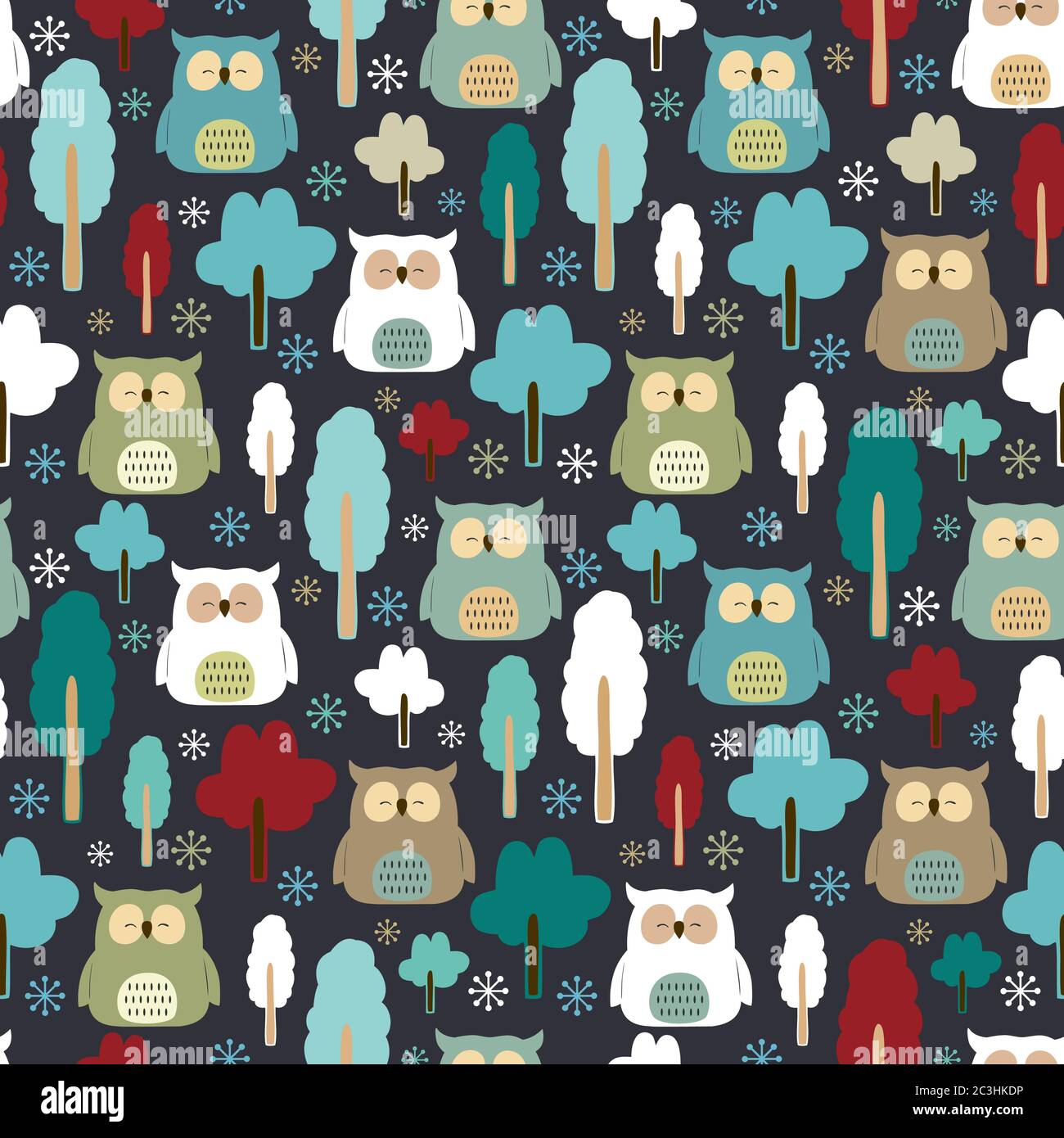 Seamless owl pattern. Stock Vector