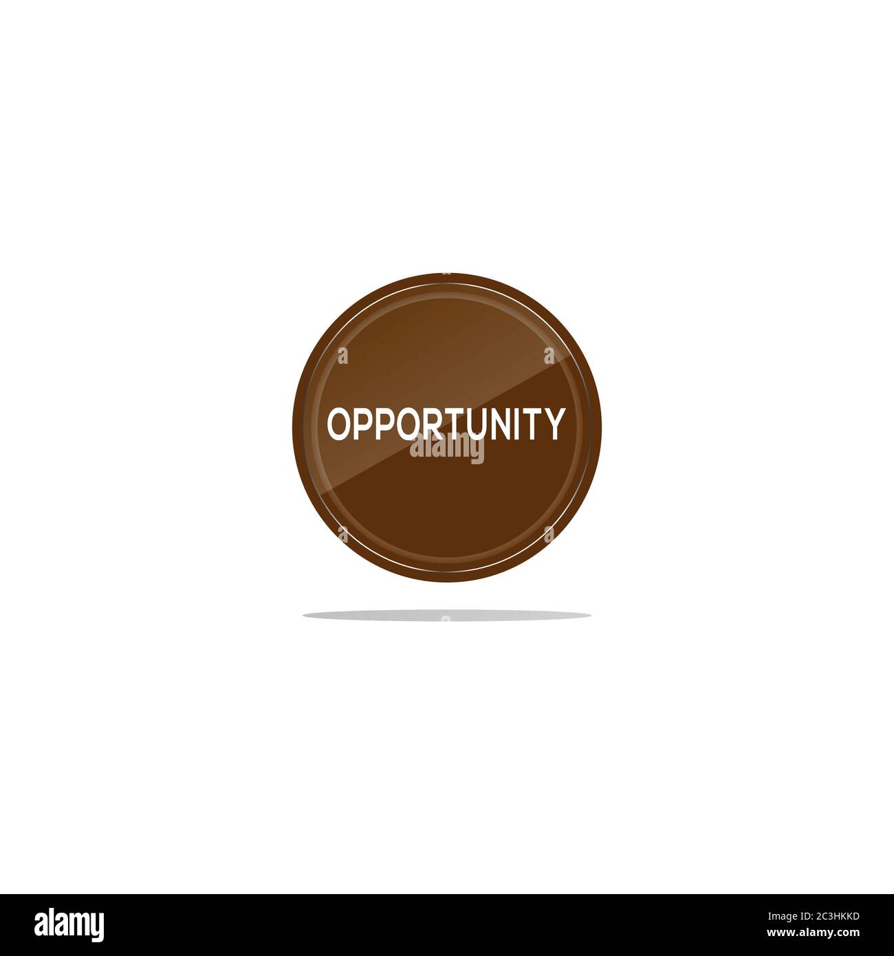 Writing opportunity in a brown circle. There is a circular glass in front of the opportunity article. Stock Vector