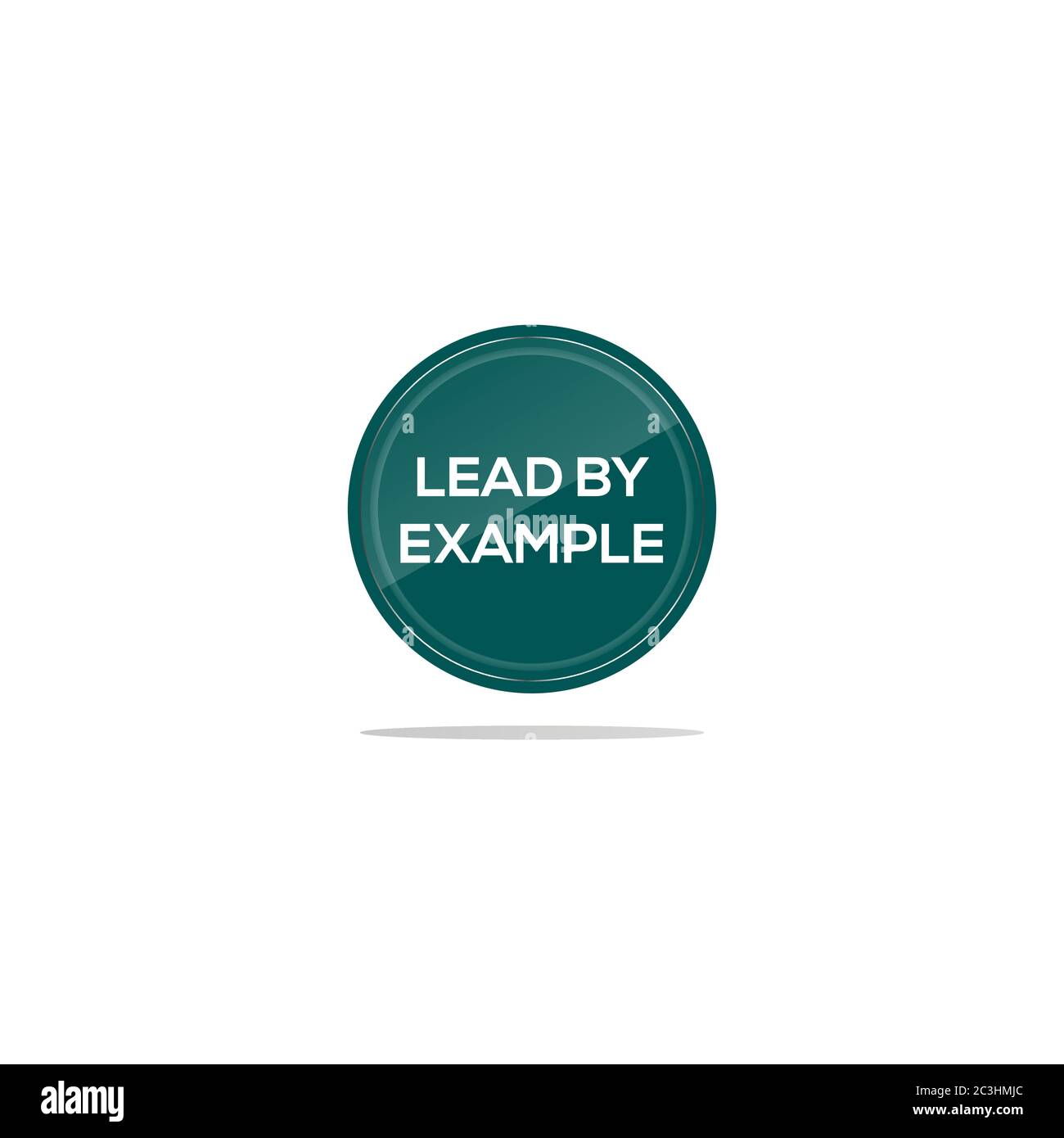 Writing lead by example in a turquoise circle. There is a circular