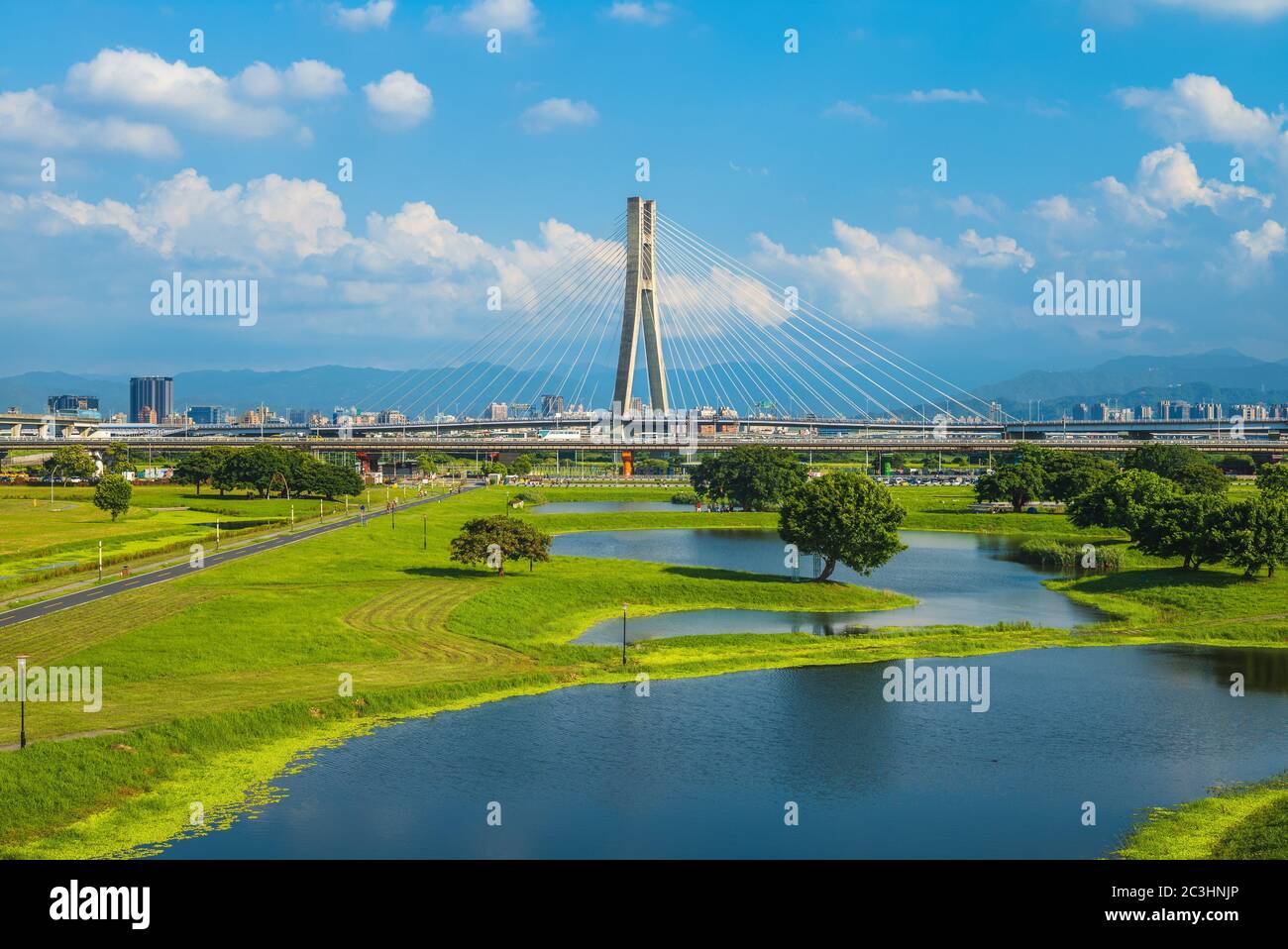 New Taipei Metropolitan Park (Erchong Floodway Riverside Park) Stock Photo