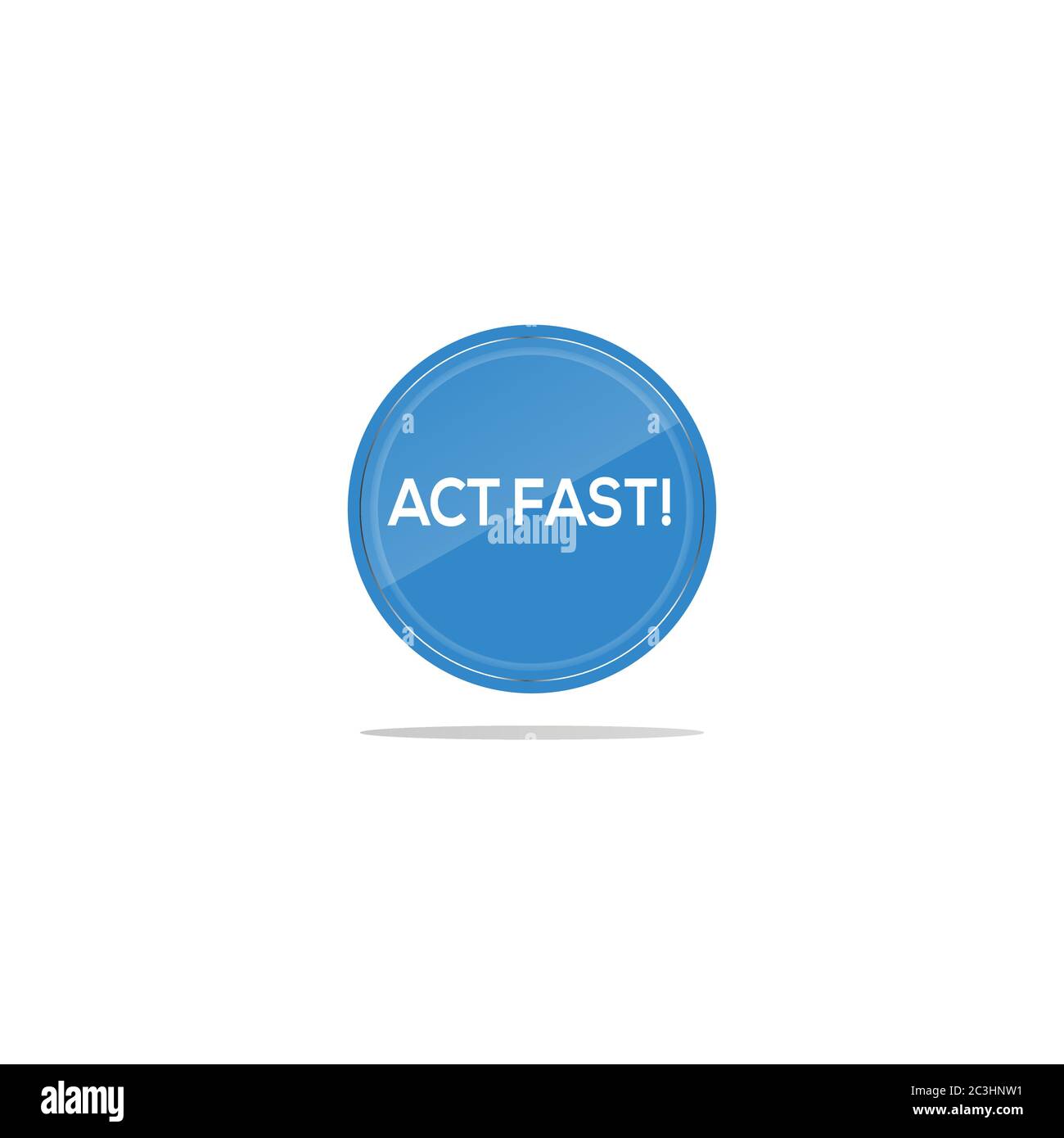 Writing act fast in a blue circle. There is a circular glass in front of the act fast article. Stock Vector