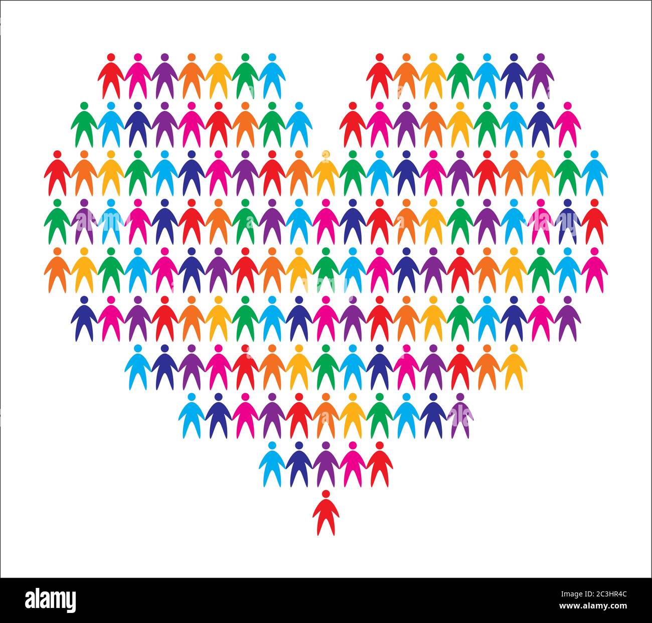 Heart with colorful people pictogram background. Vector illustration Stock Vector