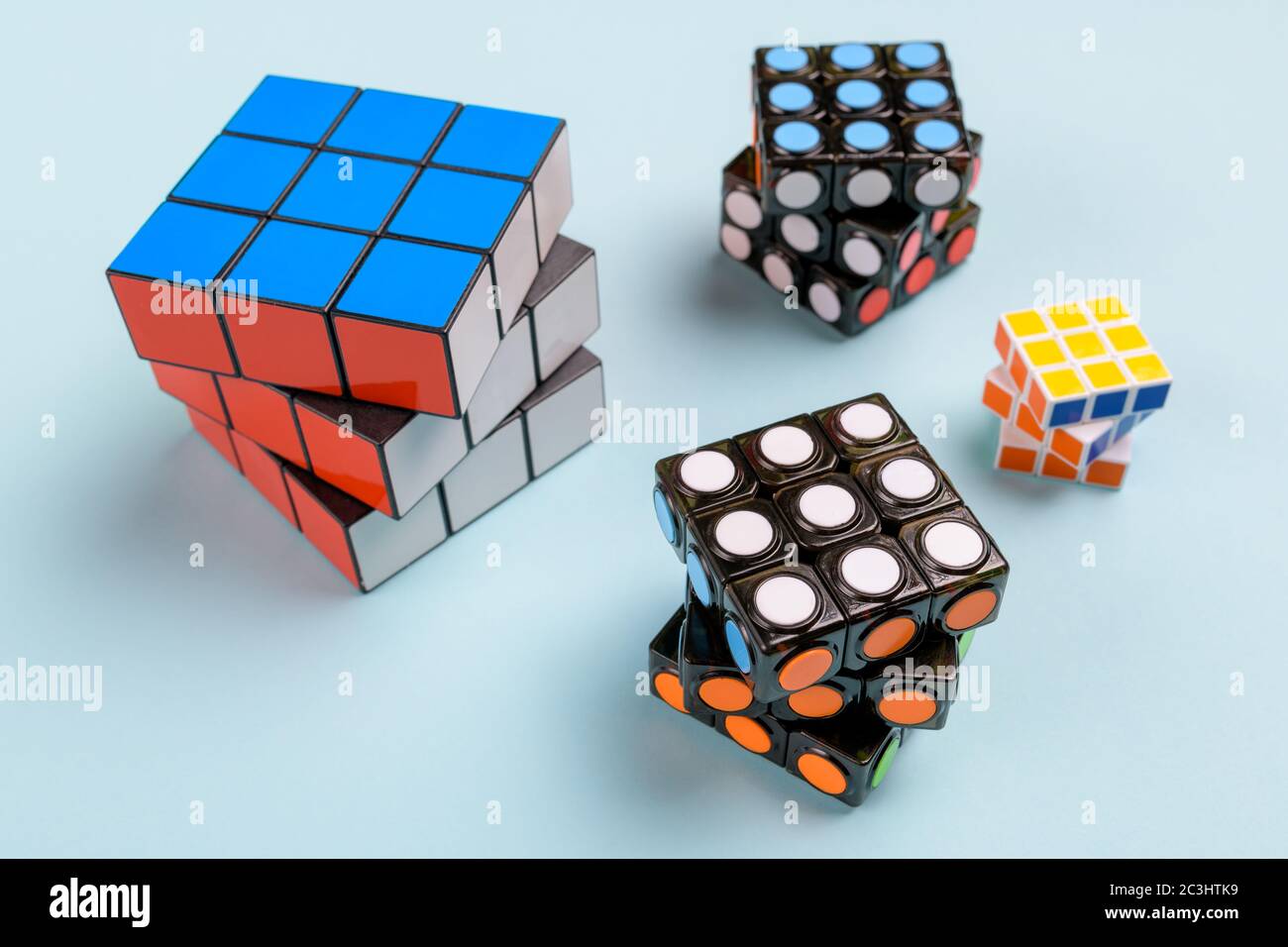 NOVI SAD, SERBIA - JUNE 10, 2018: Rubik's Cube, originally called Magic cube, invented by a Hungarian sculptor and professor of architecture Erno Rubi Stock Photo