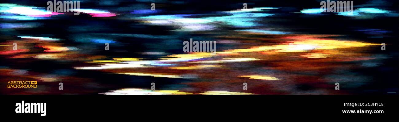 Glitch art digital vector illustration. Graphic vector art. Glitch digital color pixel noise. Abstract grunge texture. Stock Vector
