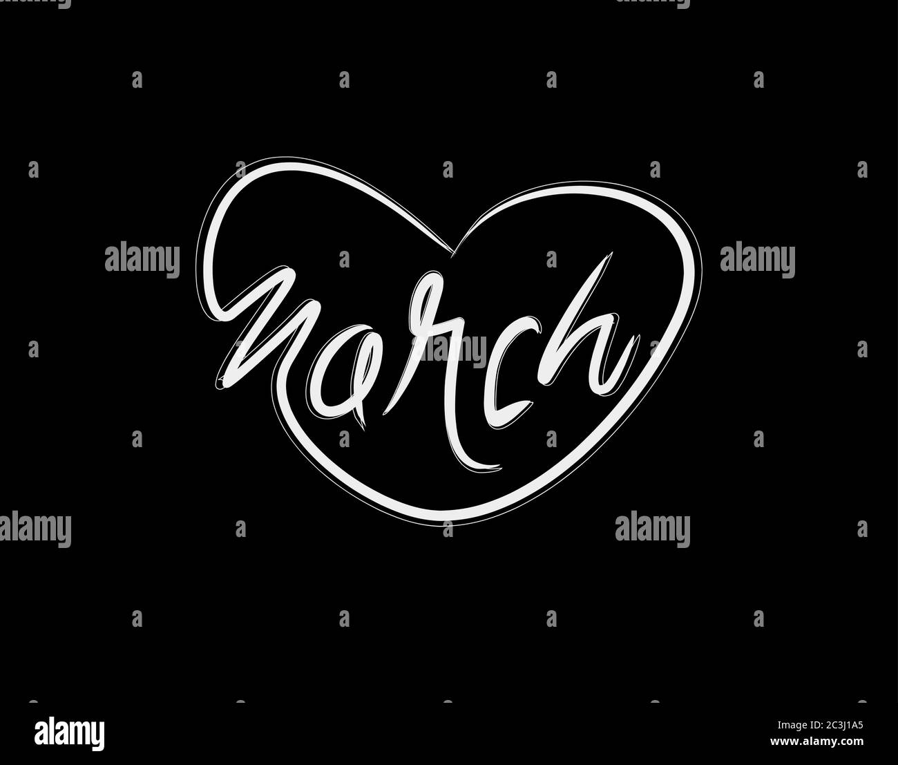 Script March Print March Lettering Text on black background in vector illustration Stock ...