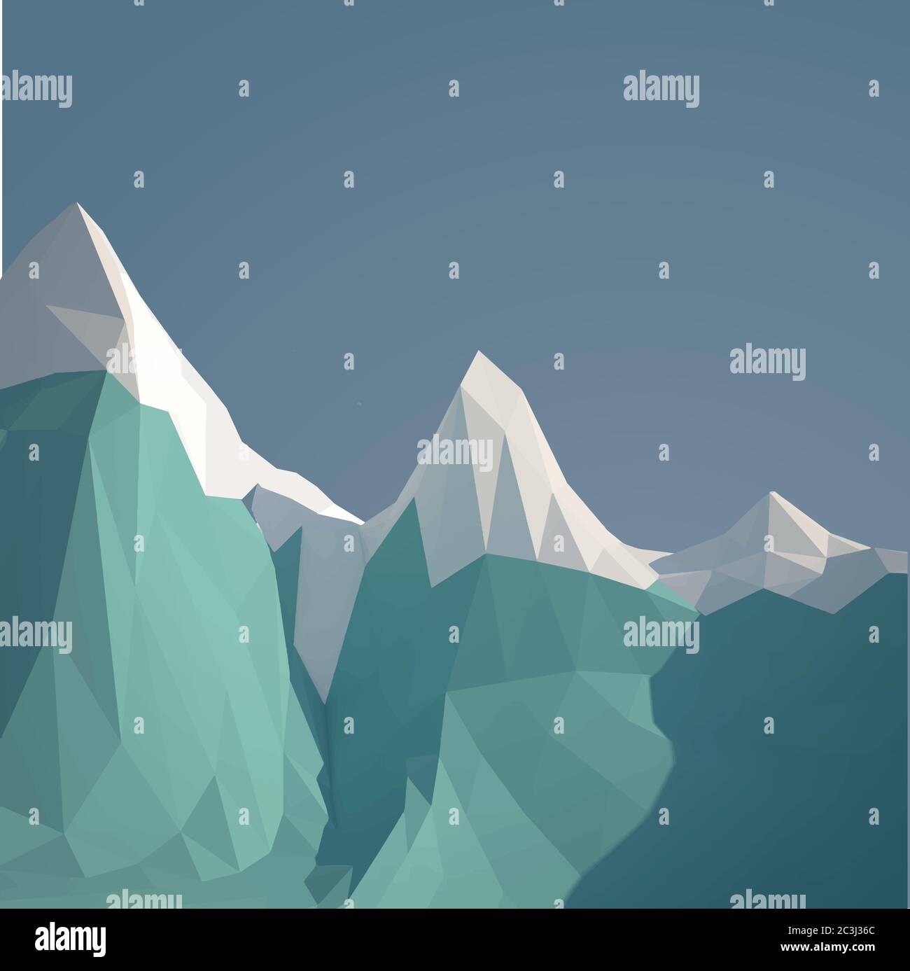 Low poly ice mountain. Vector design illustration. Futuristic polygonal background. Ocean background. Mountain illustration, outdoor adventure. Stock Vector