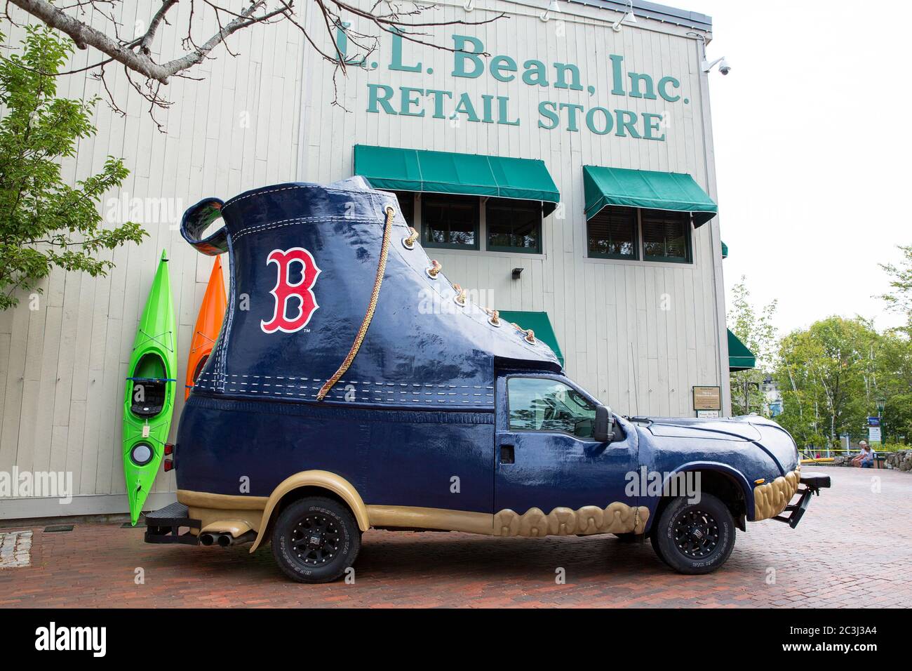 FREEPORT, MAINE, USA-AUG 31st, 2014: L.L. Bean is retail company founded in 1912 by Leon Leonwood Bean. A replica of its famous boot has been coverted Stock Photo