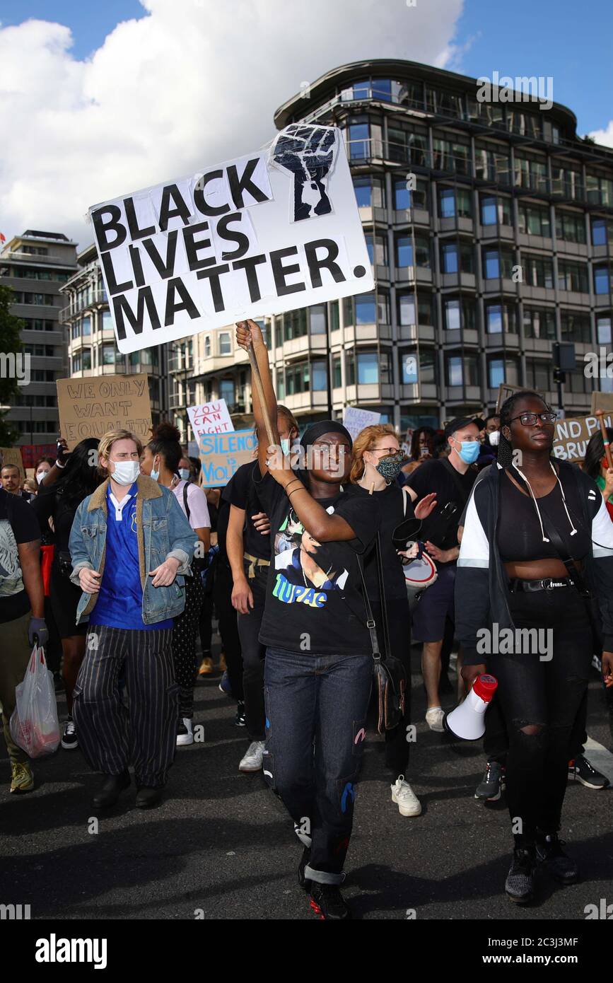 People march in central London after attending a Black Lives Matter ...