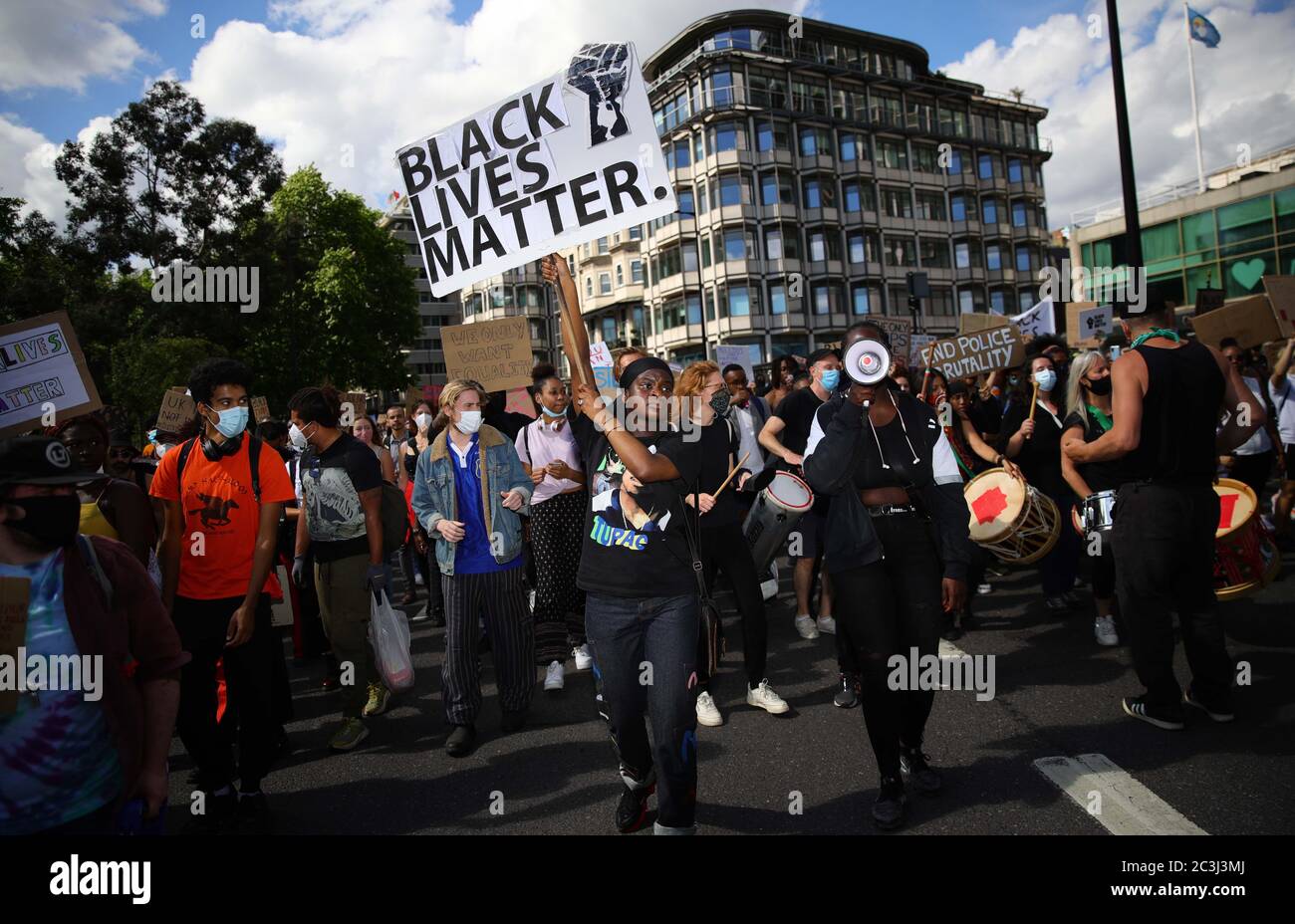 People march in central London after attending a Black Lives Matter ...