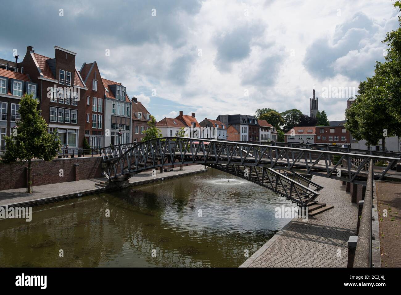 Hulst, the Netherlands June 20, 2020, Cityscape of the Historic fortified town of Hulst with the basilica in the background Stock Photo