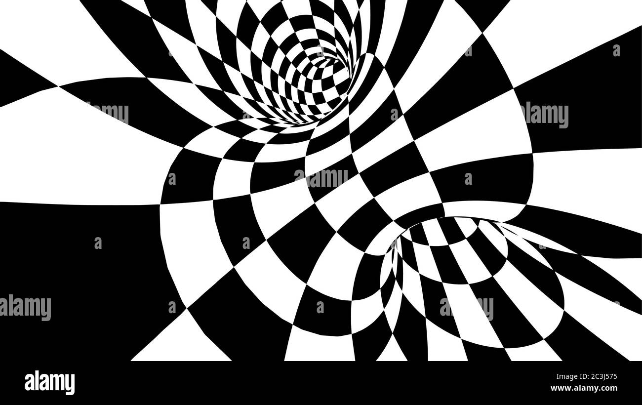 Optical illusion vector. Abstract vector tunnel. Black and White Abstract Hypnotic Wormhole Tunnel. Stock Vector