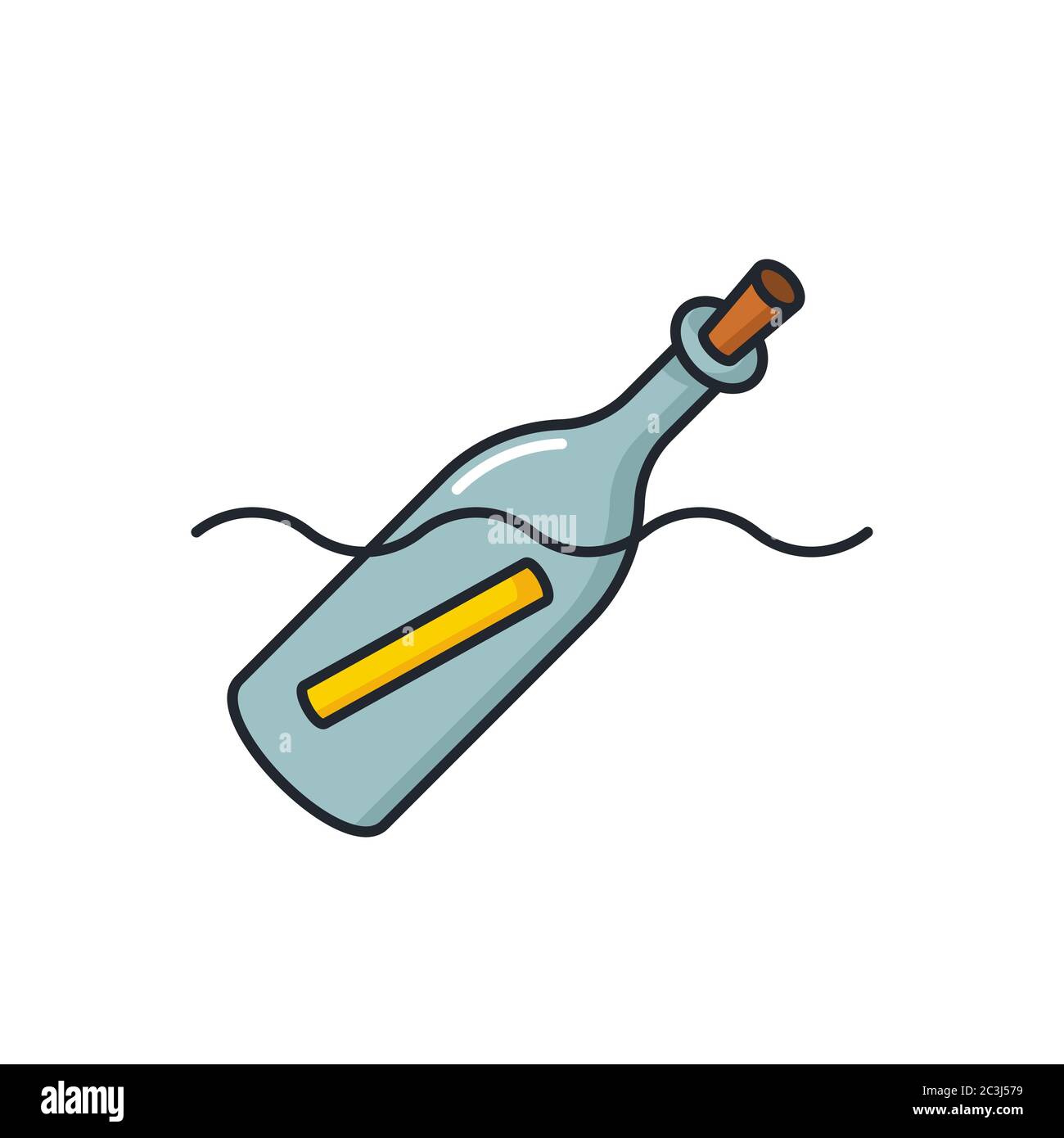 Message in the bottle vector icon symbol isolated on white background Stock Vector